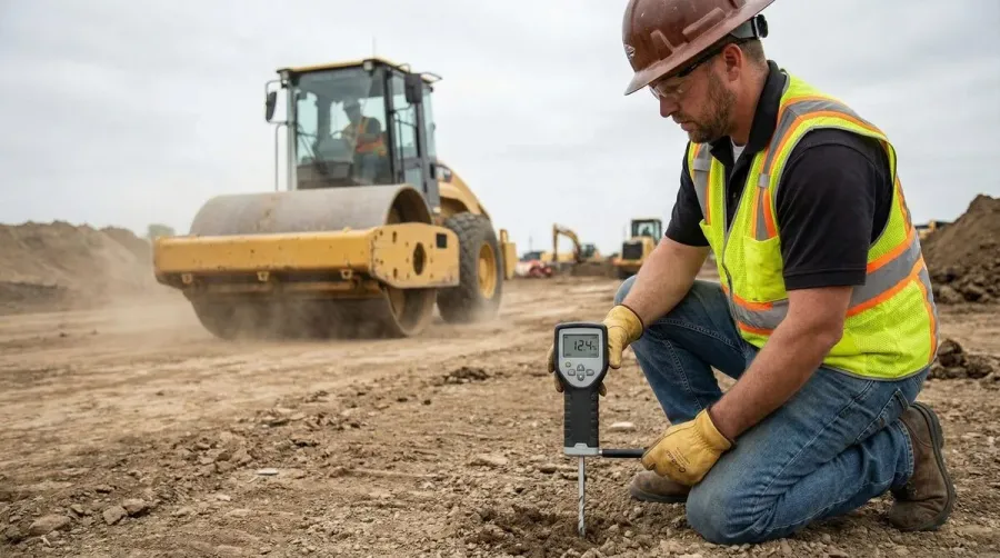 Soil moisture testing and compaction equipment