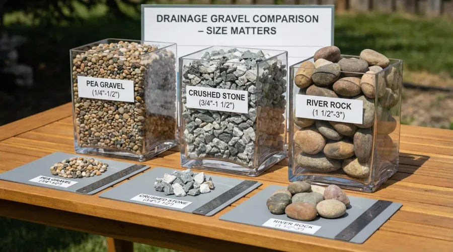 Various gravel sizes drainage comparison