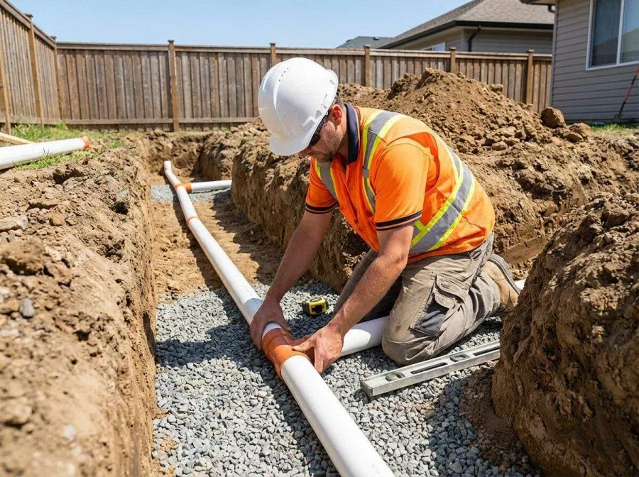 Step by step river rock drainage installation process