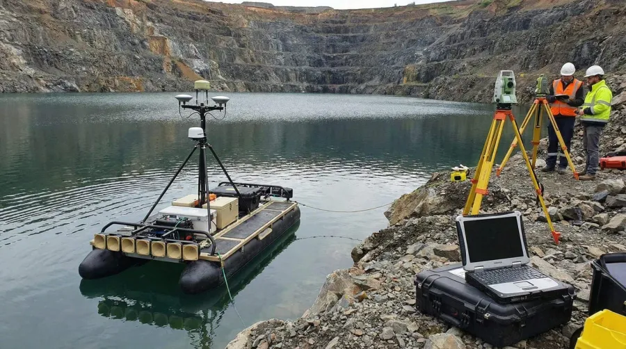 Quarry depth measurement equipment with sonar and GPS technology