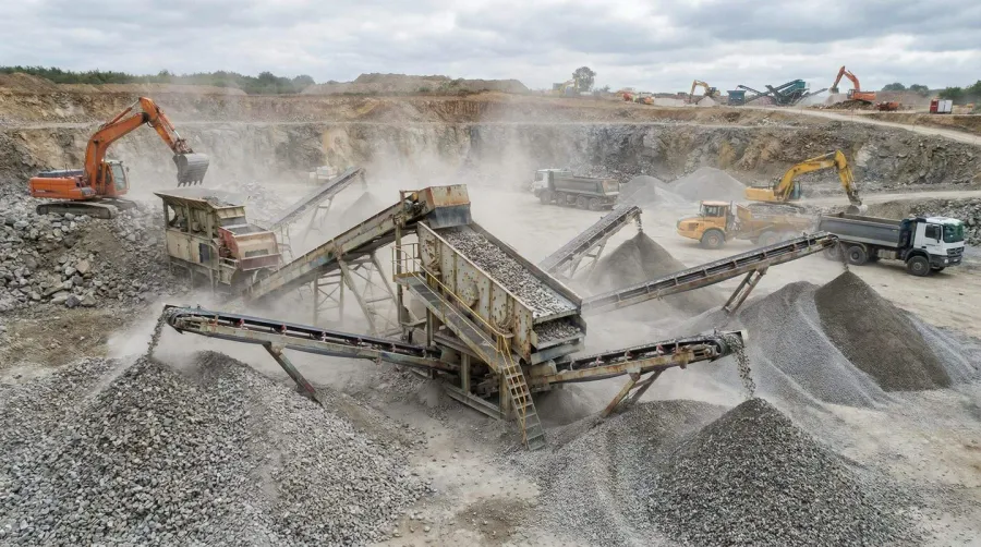 Rock screening process at quarry operation
