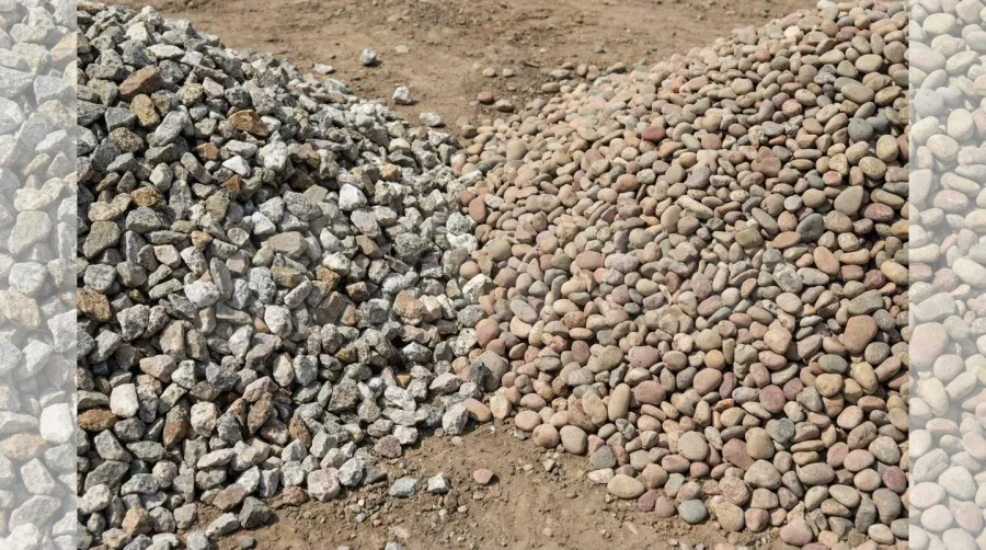 Comparison of washed gravel and pea gravel side by side