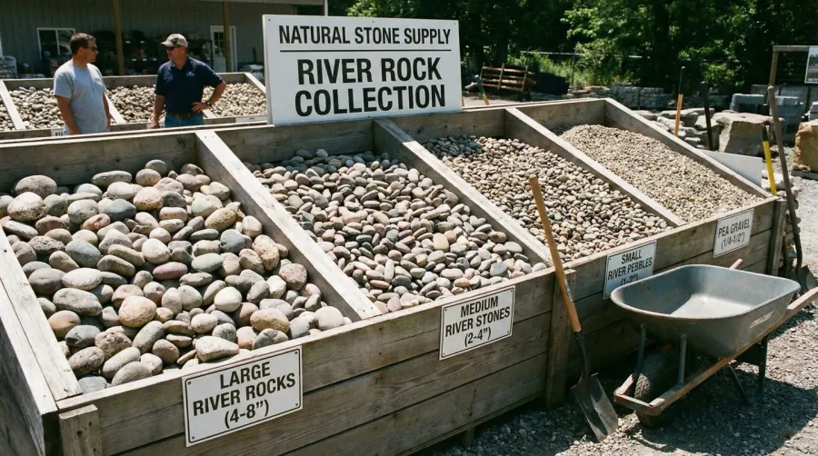 River Rocks Various Sizes Landscaping Project