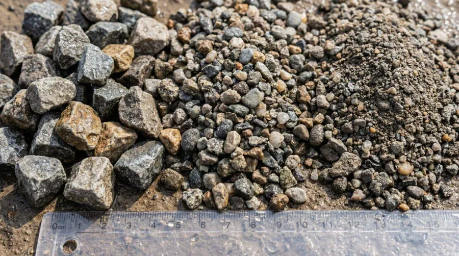 Crusher run aggregate size comparison for drainage performance