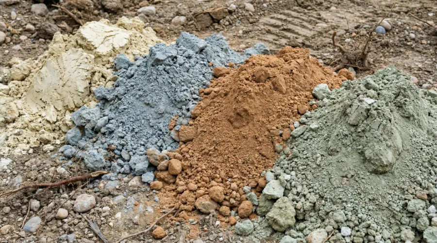 Marl samples showing different colors at construction site