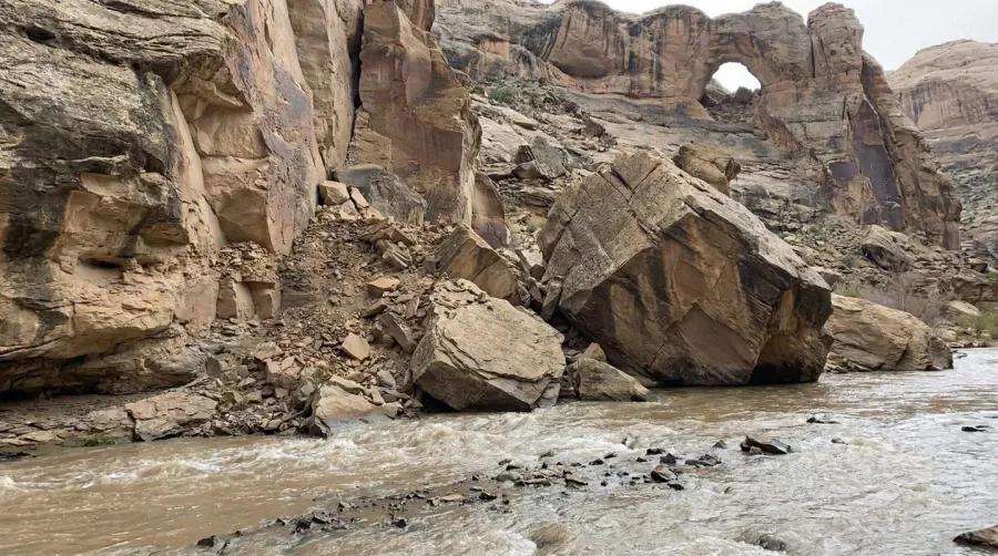 Natural weathering and erosion process breaking down rocks