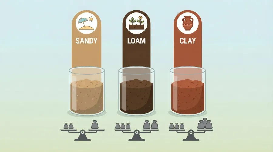 Comparison chart showing different soil types and their weights