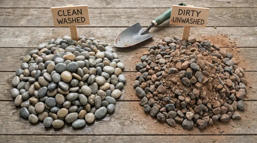 High quality gravel comparison showing clean vs dirty material