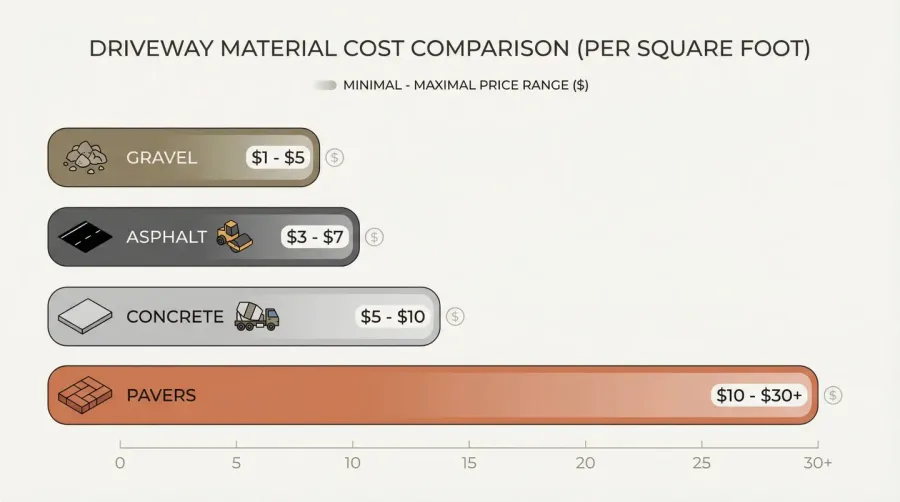 Gravel driveway cost comparison chart