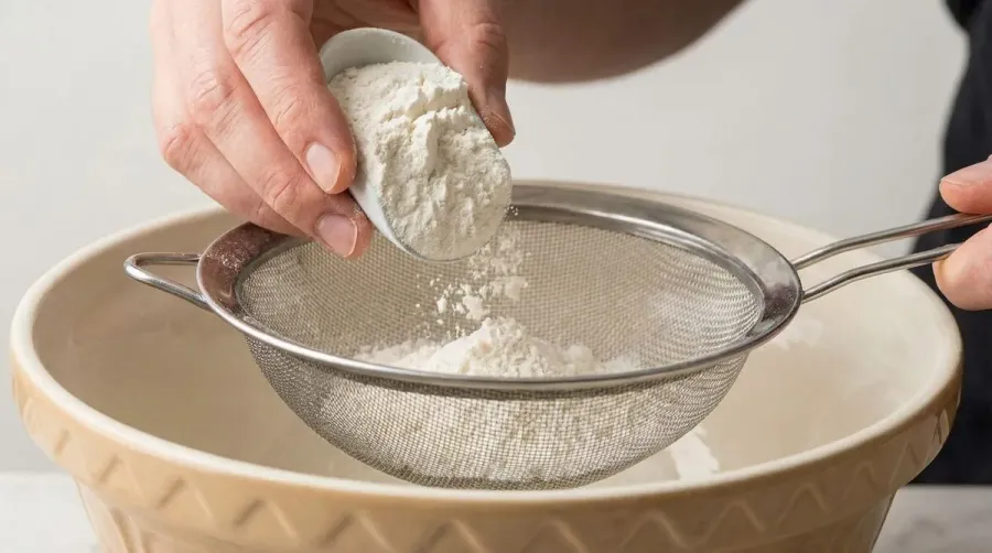 Step-by-step photos showing sieving process from loading to separation