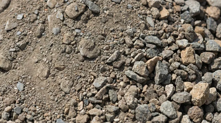 Quarry process material close-up showing different stone sizes