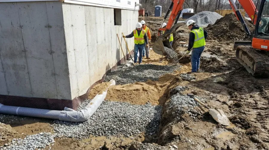 Backfill foundation drainage installation