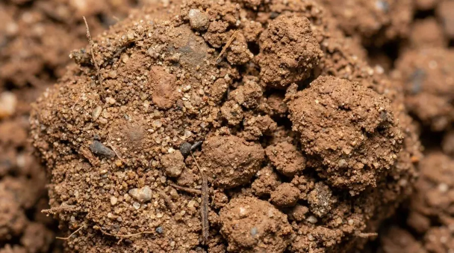 close-up of fill dirt showing clay sand silt composition