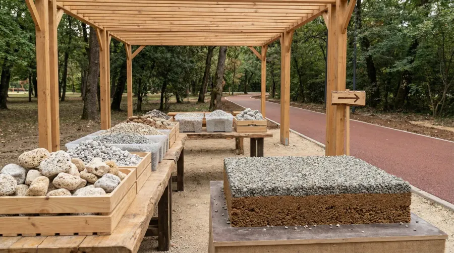 Lightweight aggregate bike path construction materials
