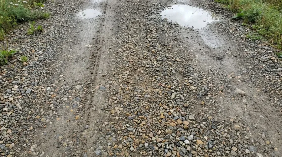 Compacted crusher run driveway surface