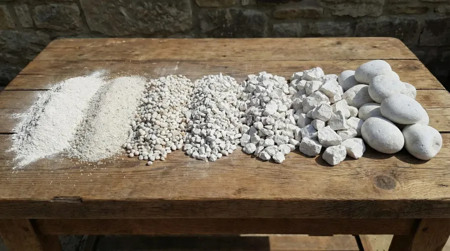 White rock gravel different sizes comparison