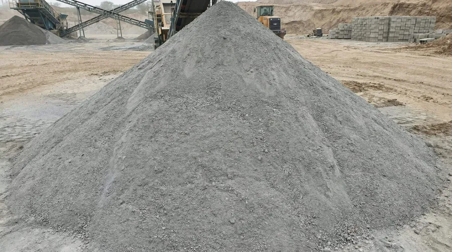 Stone dust pile at construction site