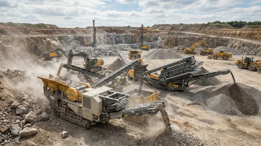Stone crushing and screening process equipment in quarry