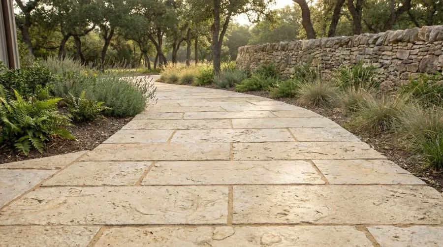 Limestone walkway showing natural beauty and uniform appearance