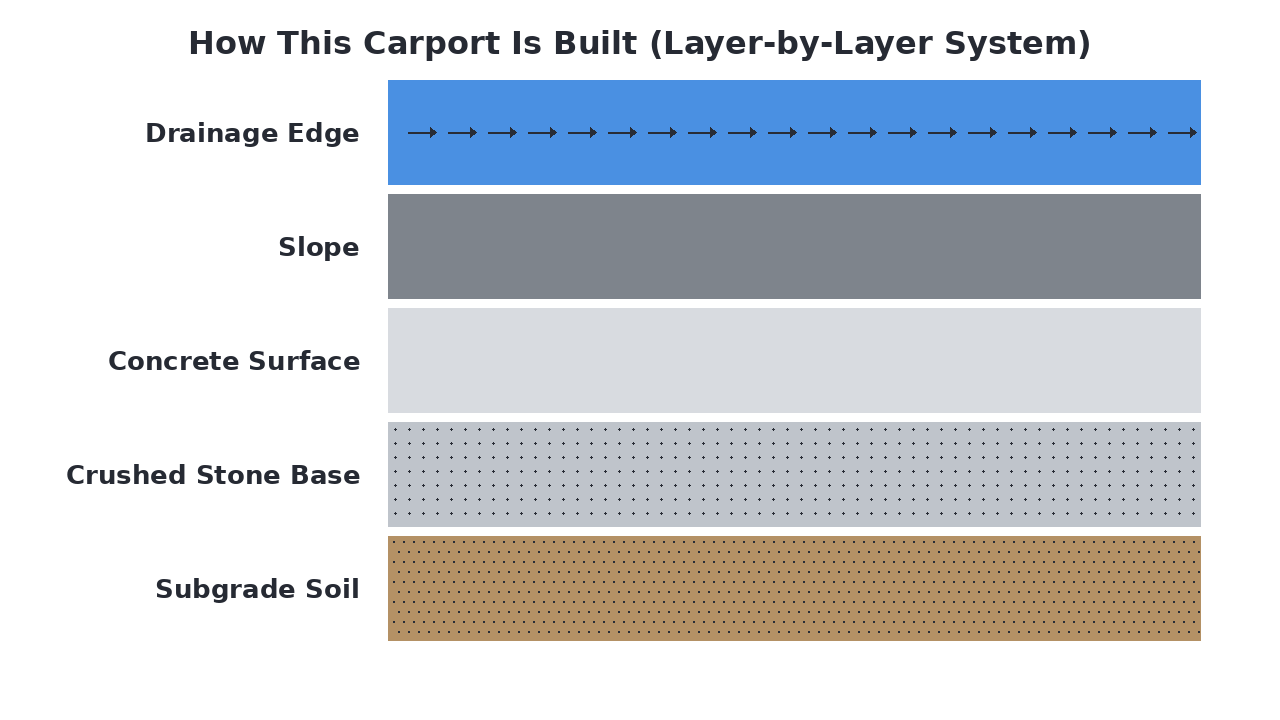 How This Carport Is Built (Layer-by-Layer System) diagram