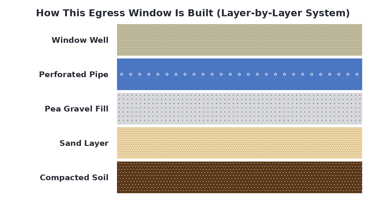 How This Egress Window Is Built (Layer-by-Layer System) diagram