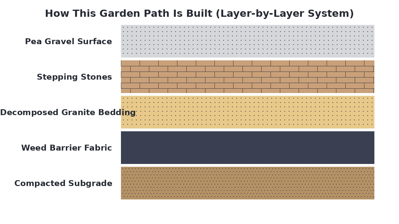 How This Garden Path Is Built (Layer-by-Layer System) diagram