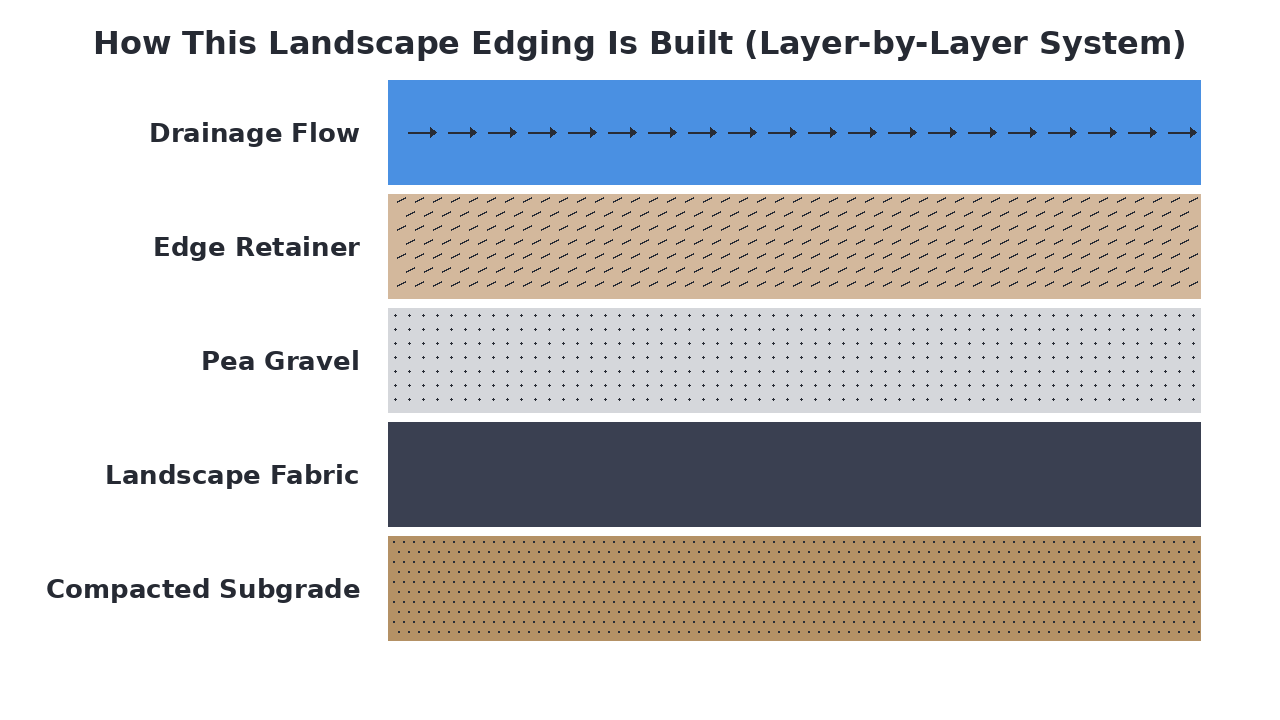 How This Landscape Edging Is Built (Layer-by-Layer System) diagram