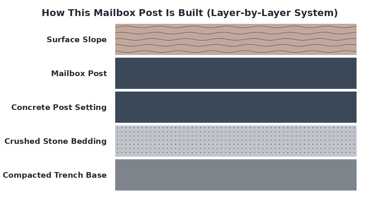How This Mailbox Post Is Built (Layer-by-Layer System) diagram