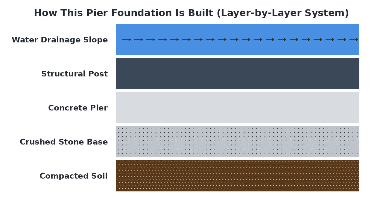 How This Pier Foundation Is Built (Layer-by-Layer System) diagram
