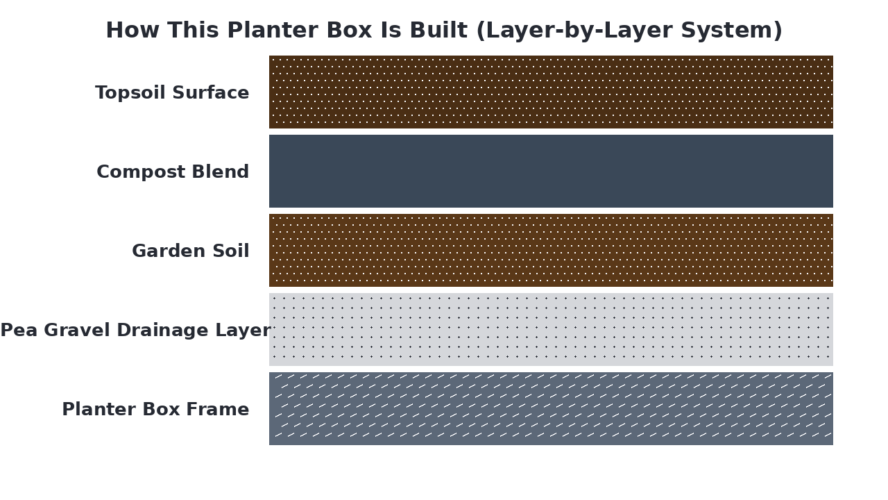 How This Planter Box Is Built (Layer-by-Layer System) diagram