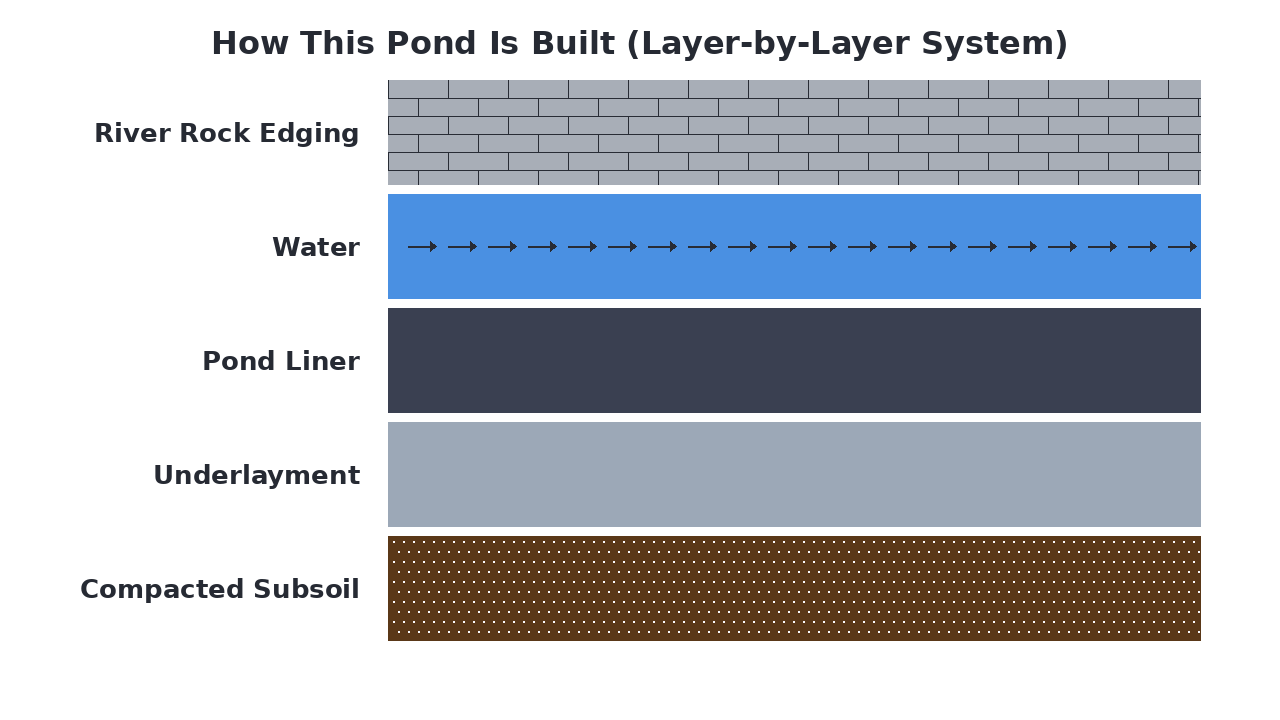 How This Pond Is Built (Layer-by-Layer System) diagram