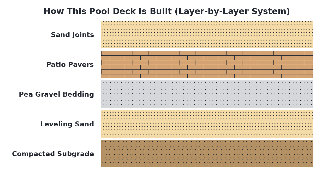 How This Pool Deck Is Built (Layer-by-Layer System) diagram