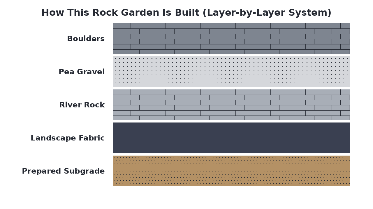 How This Rock Garden Is Built (Layer-by-Layer System) diagram