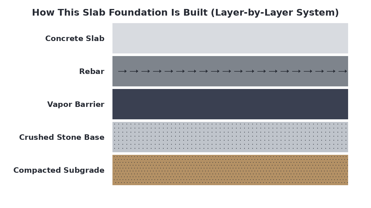 How This Slab Foundation Is Built (Layer-by-Layer System) diagram