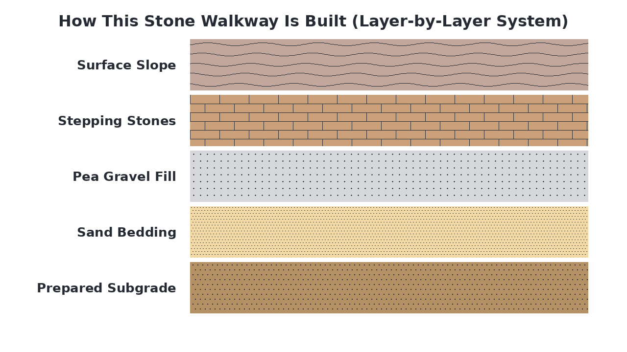 How This Stone Walkway Is Built (Layer-by-Layer System) diagram