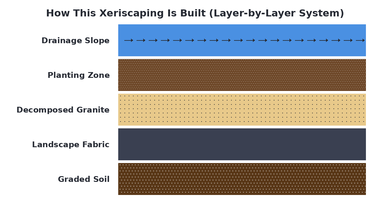 How This Xeriscaping Is Built (Layer-by-Layer System) diagram