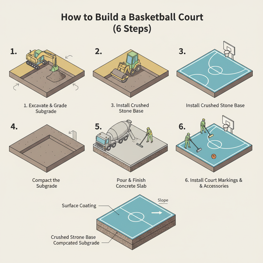 Gravel Base for a Backyard Basketball Court: Sizes & Tons installation diagram