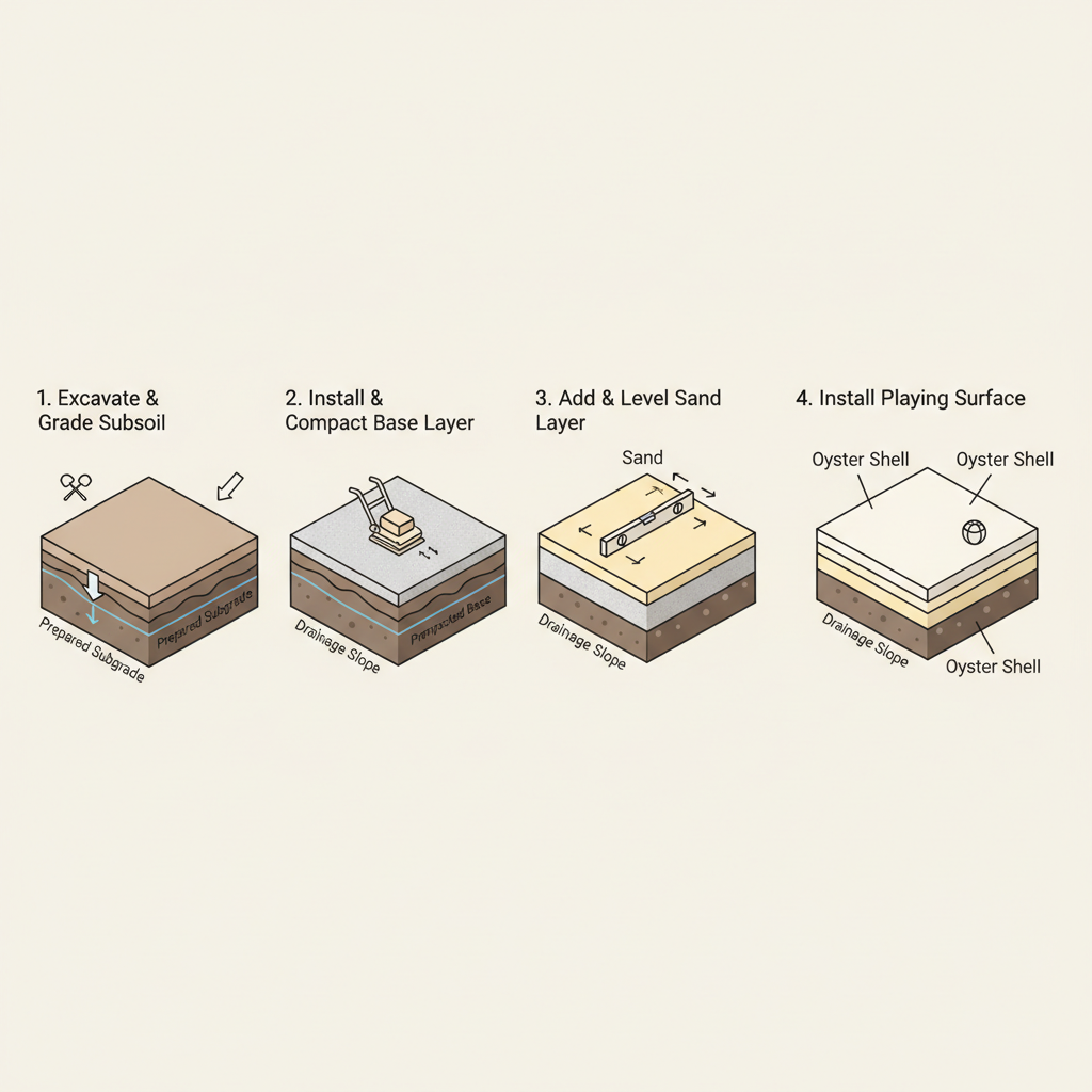 Build a Bocce Court: Best Surface Material & Base Layers installation diagram