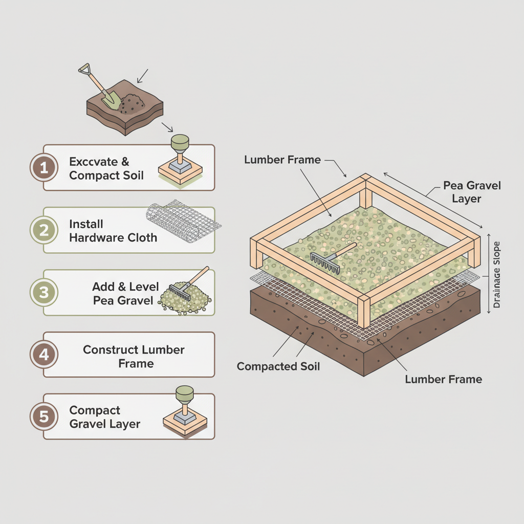 Best Gravel for a Chicken Coop Run: Drainage & Depth installation diagram