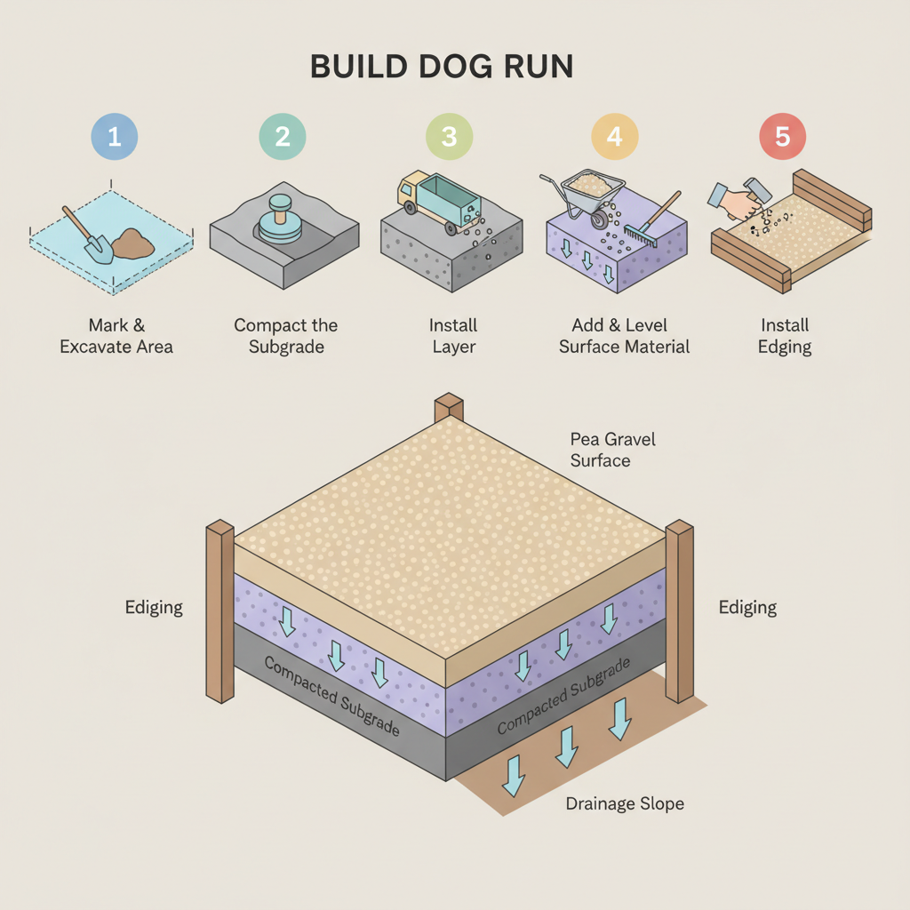 Best Gravel for a Dog Run: Pea Gravel vs. Crushed Stone installation diagram