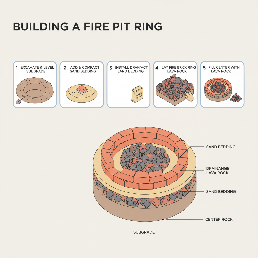 Fire Pit Ring Pea Gravel: Depth, Diameter & Tonnage installation diagram