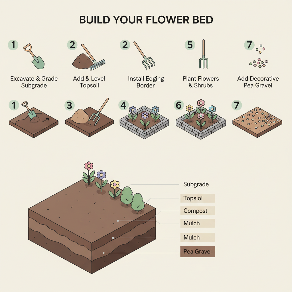 Topsoil & Mulch for Flower Beds: Depth & Volume Guide installation diagram