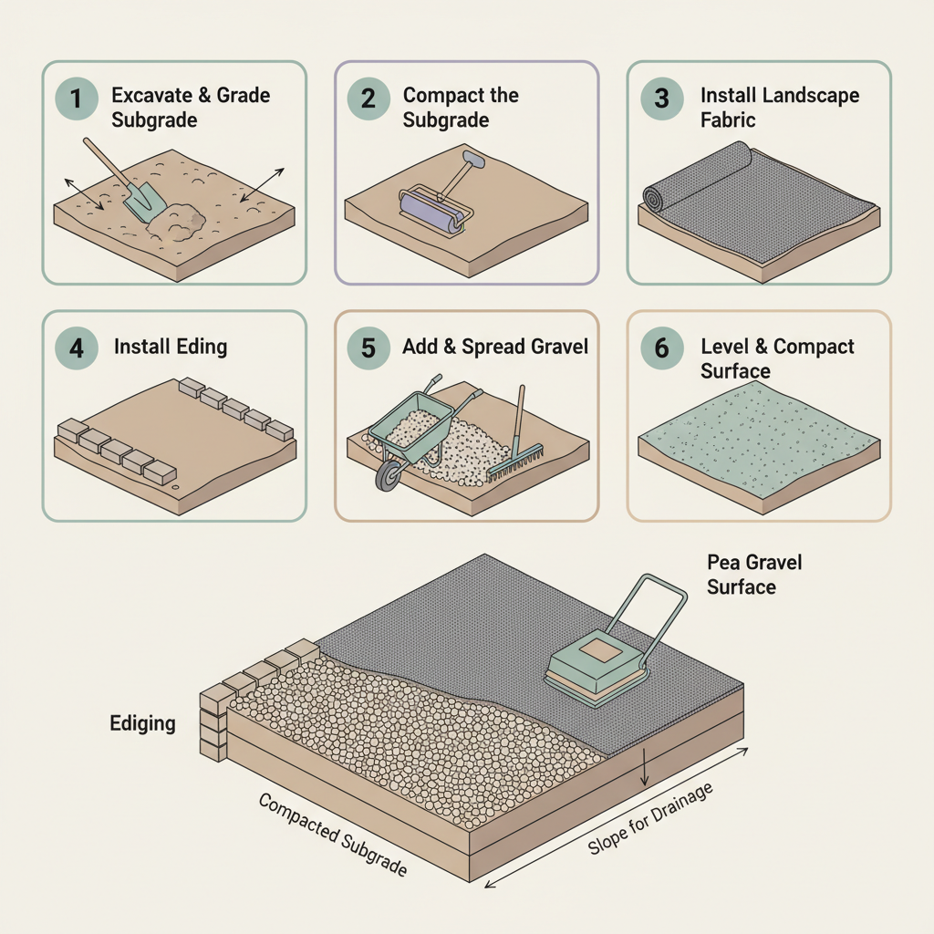 Gravel Patio Build: Decomposed Granite vs. Pea Gravel installation diagram