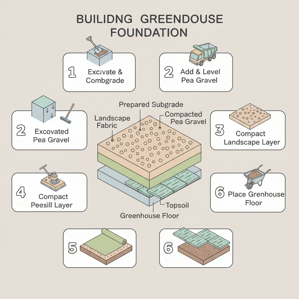 Greenhouse Foundation Gravel: Pea Gravel Depth & Quantity installation diagram