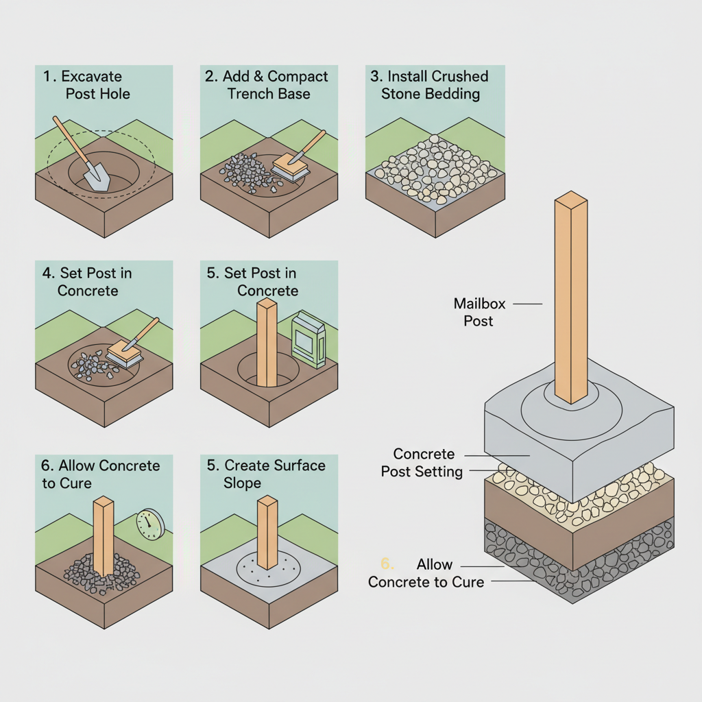 Mailbox Post Gravel: Road Base for a Stable Mounting Hole installation diagram