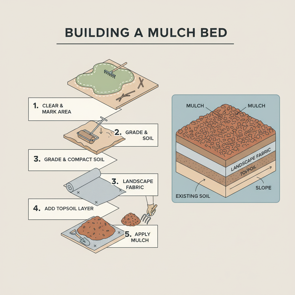 Mulch Bed Volume: Hardwood Mulch Depth & Yard Calculator installation diagram