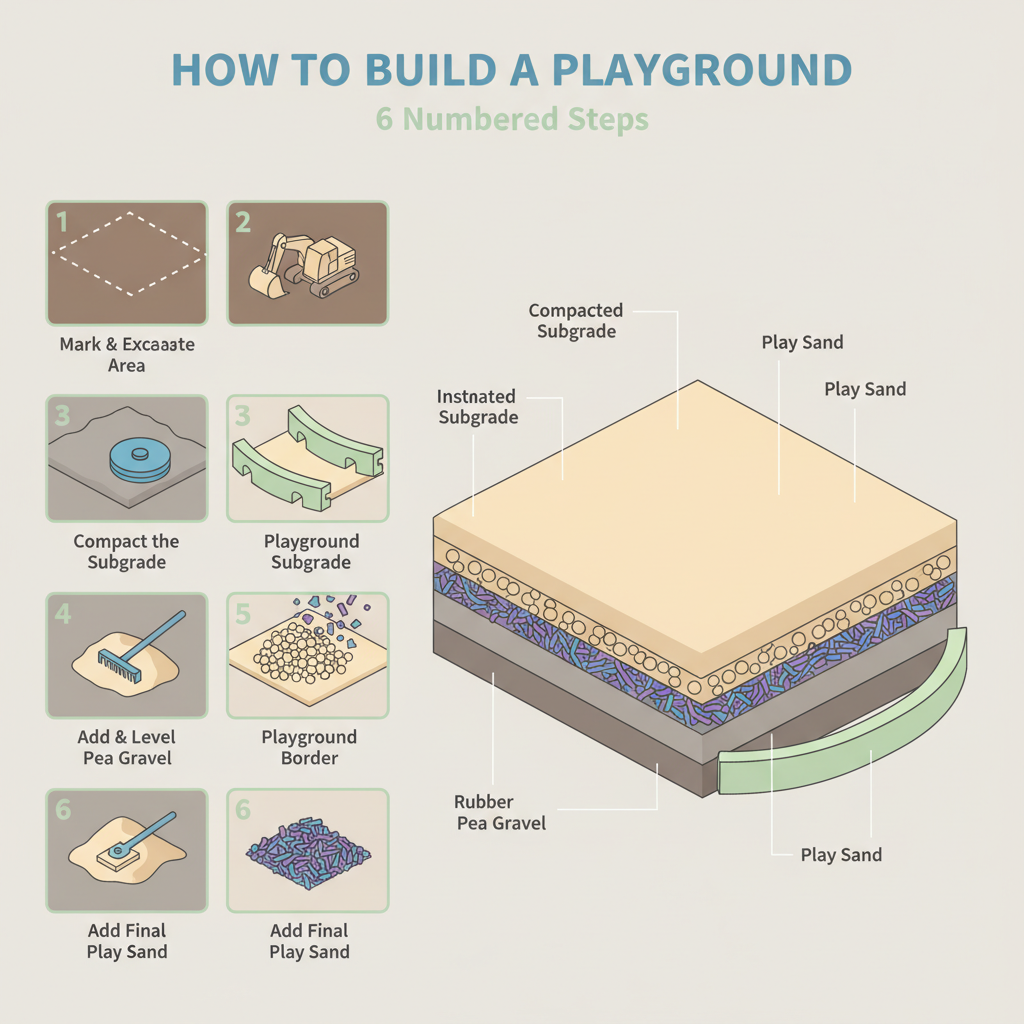Playground Surface Gravel: Pea Gravel Depth & Tonnage installation diagram