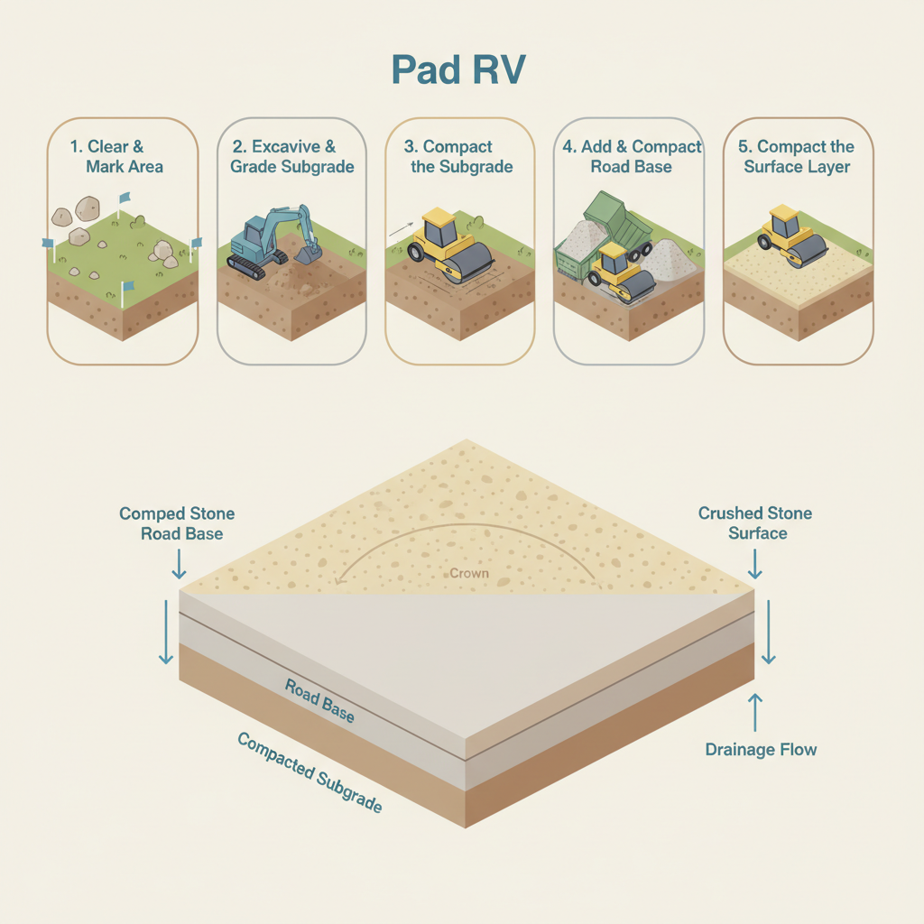 RV Pad Gravel: Road Base Depth & Tons for a Stable Pad installation diagram