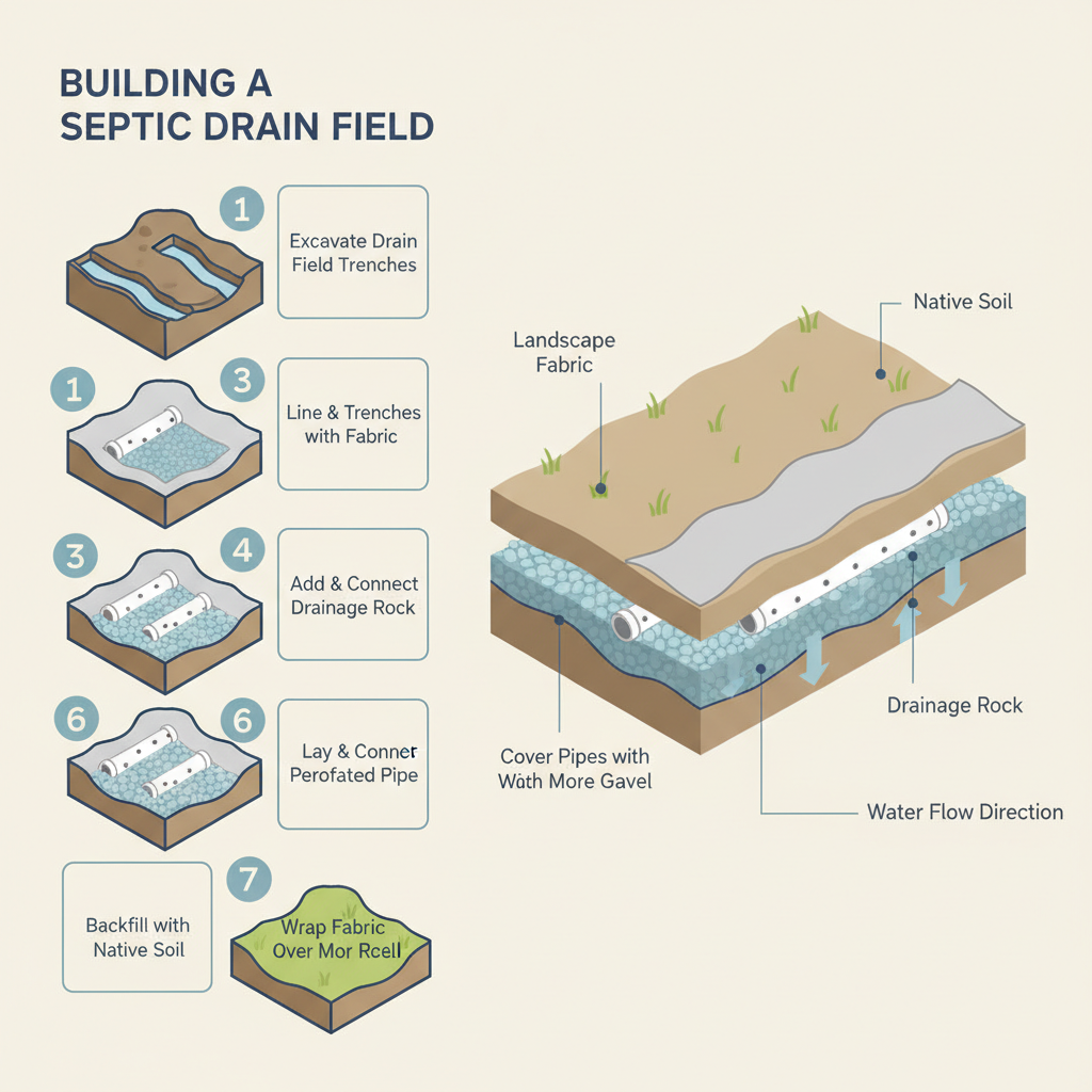Septic Drain Field Aggregate: Stone Size & Volume per Run installation diagram