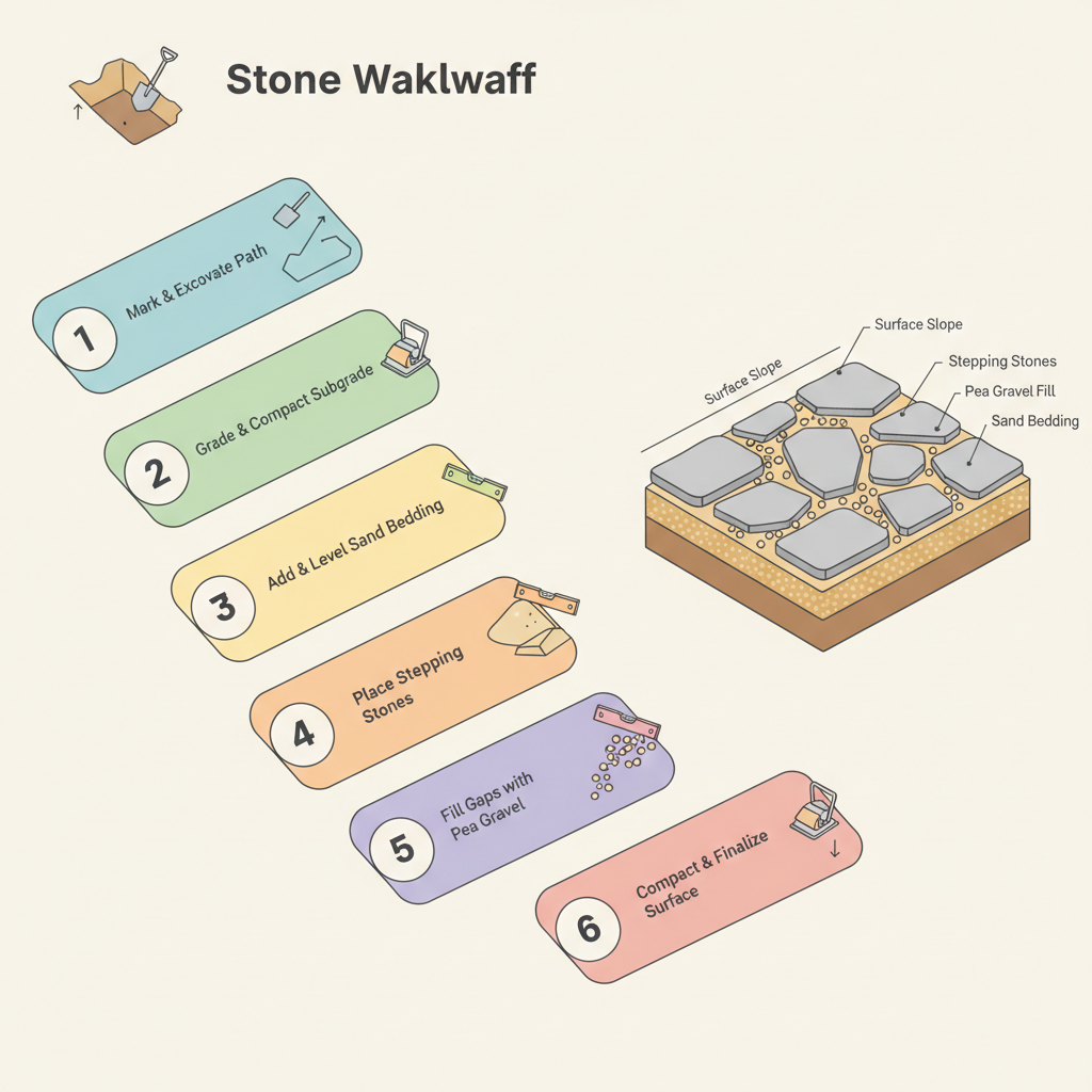 Stone Walkway Gravel: Bedding Sand & Base Stone Specs installation diagram